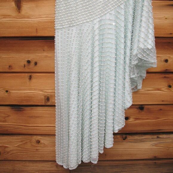 MAC DUGGAL  Blue One Shoulder Asymmetrical Hem Dress - Picture 8 of 14